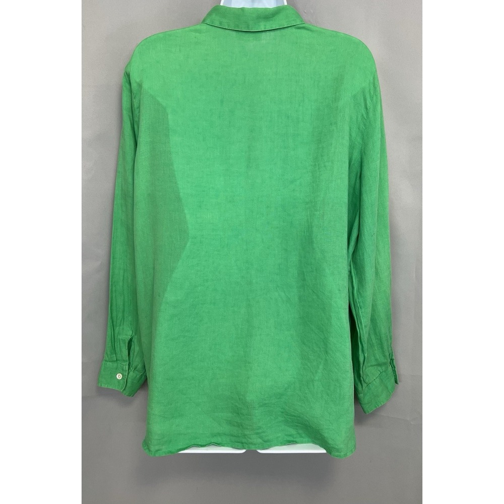 J Jill Love Linen Women's Button Front Blouse Green Size Medium 100% Linen - Picture 3 of 10